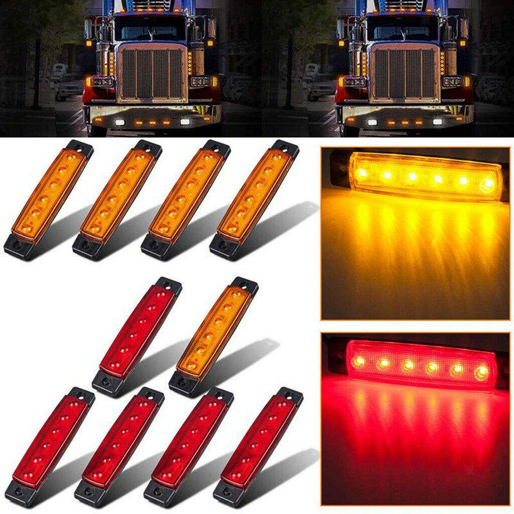 20pack 3.8" Amber 6-LED Side Marker Indicator Lamp Truck Vehicle 12V Red