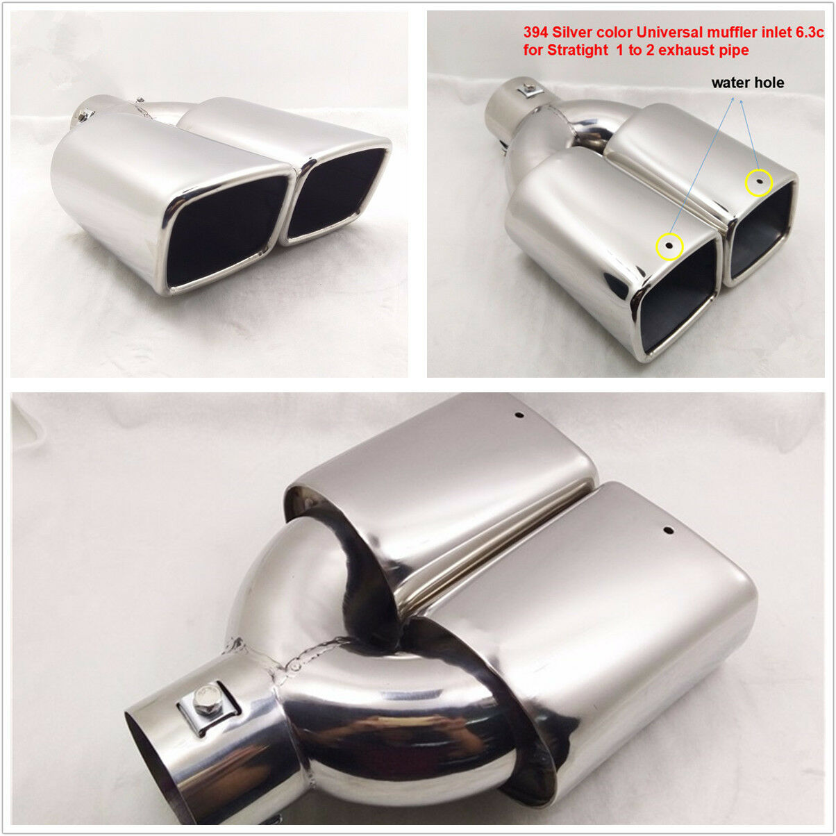 Chrome Stainless Steel 63mm 2.5"  Slant Cut Car Exhaust Muffler Tip Universal