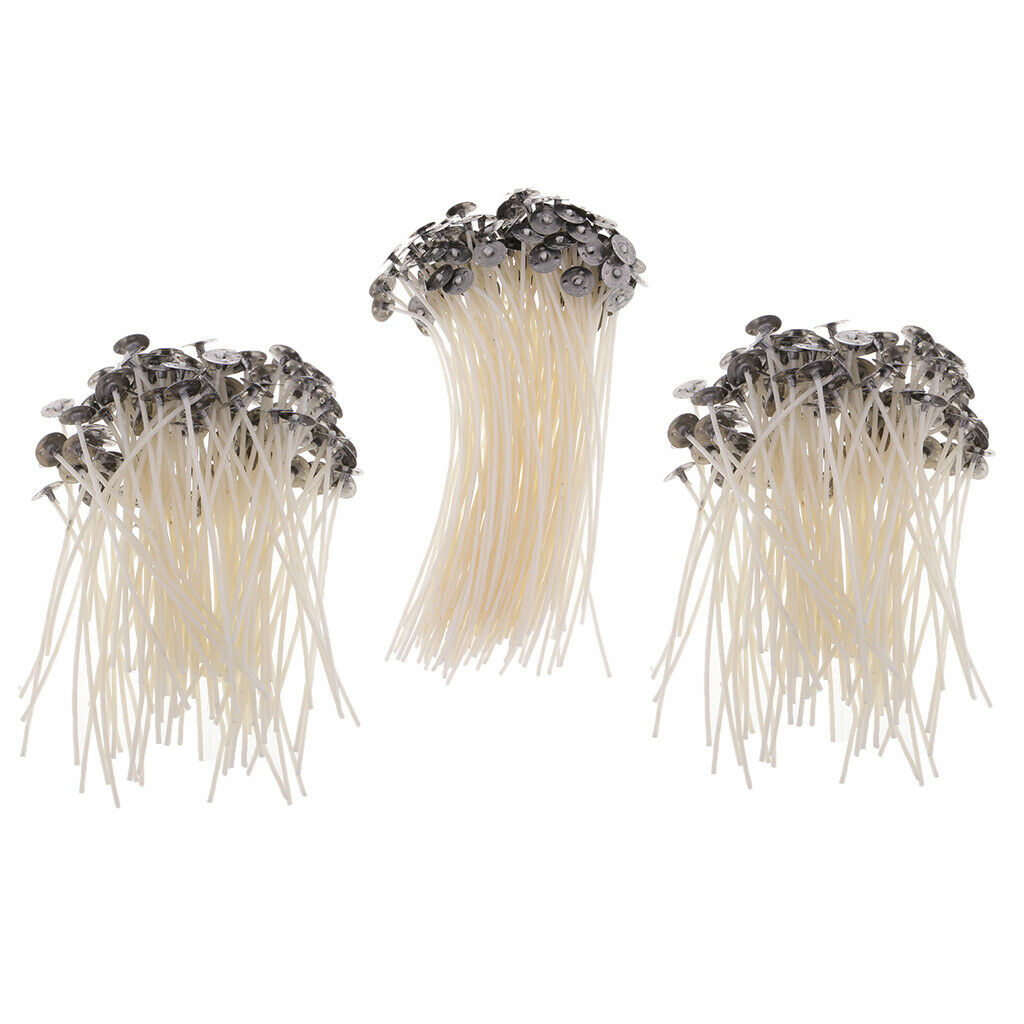 100 Pieces Pre Waxed Candle Wicks for Candle Making With Sustainers 15cm