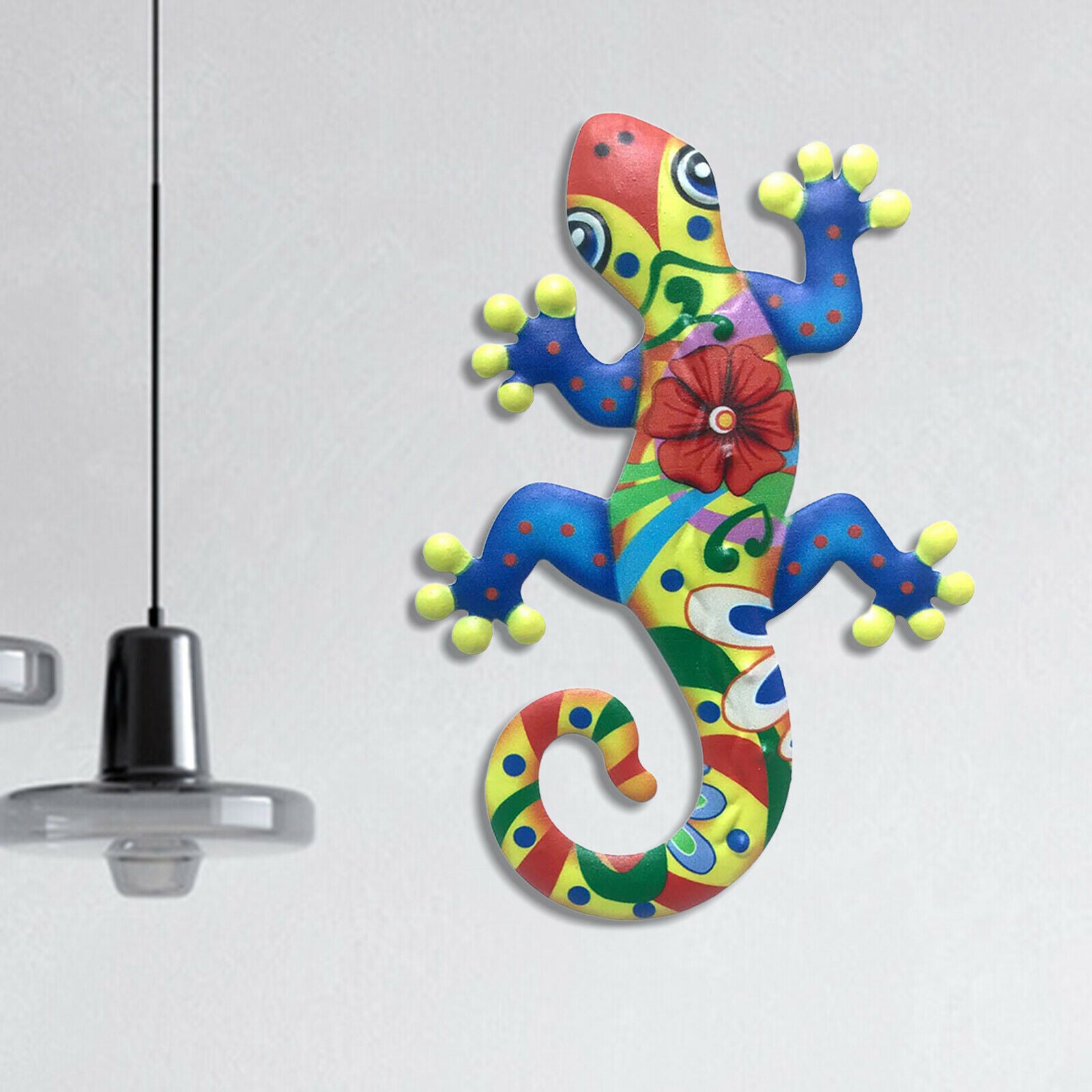 Metal Hang Gecko Wall Decor Lizard for Home Garden Patio Fence Decor Blues