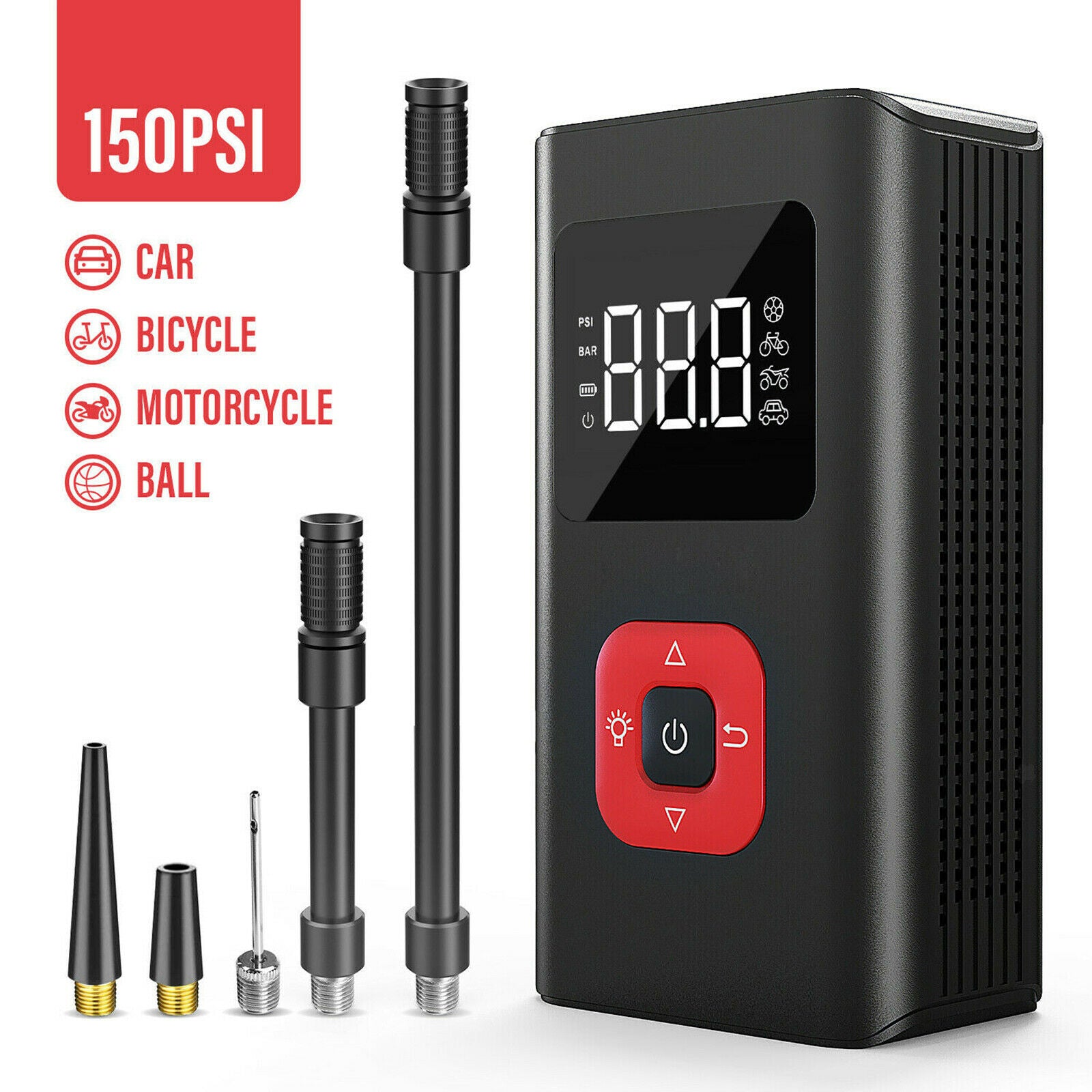 Portable Car Air Compressor Electric Ball Bicycle Air Inflator Pump 2500mAh