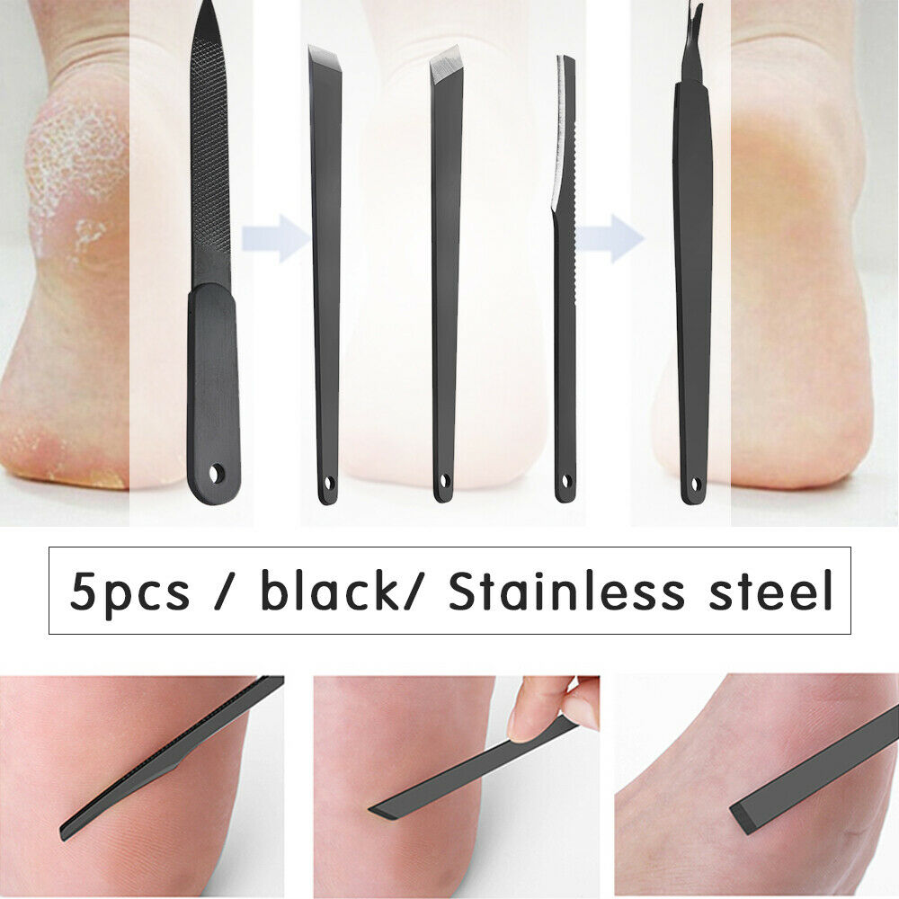 5Pcs/Set Steel Nail Care Cuticle Remover Dead Skin Pedicure Manicure Tools New