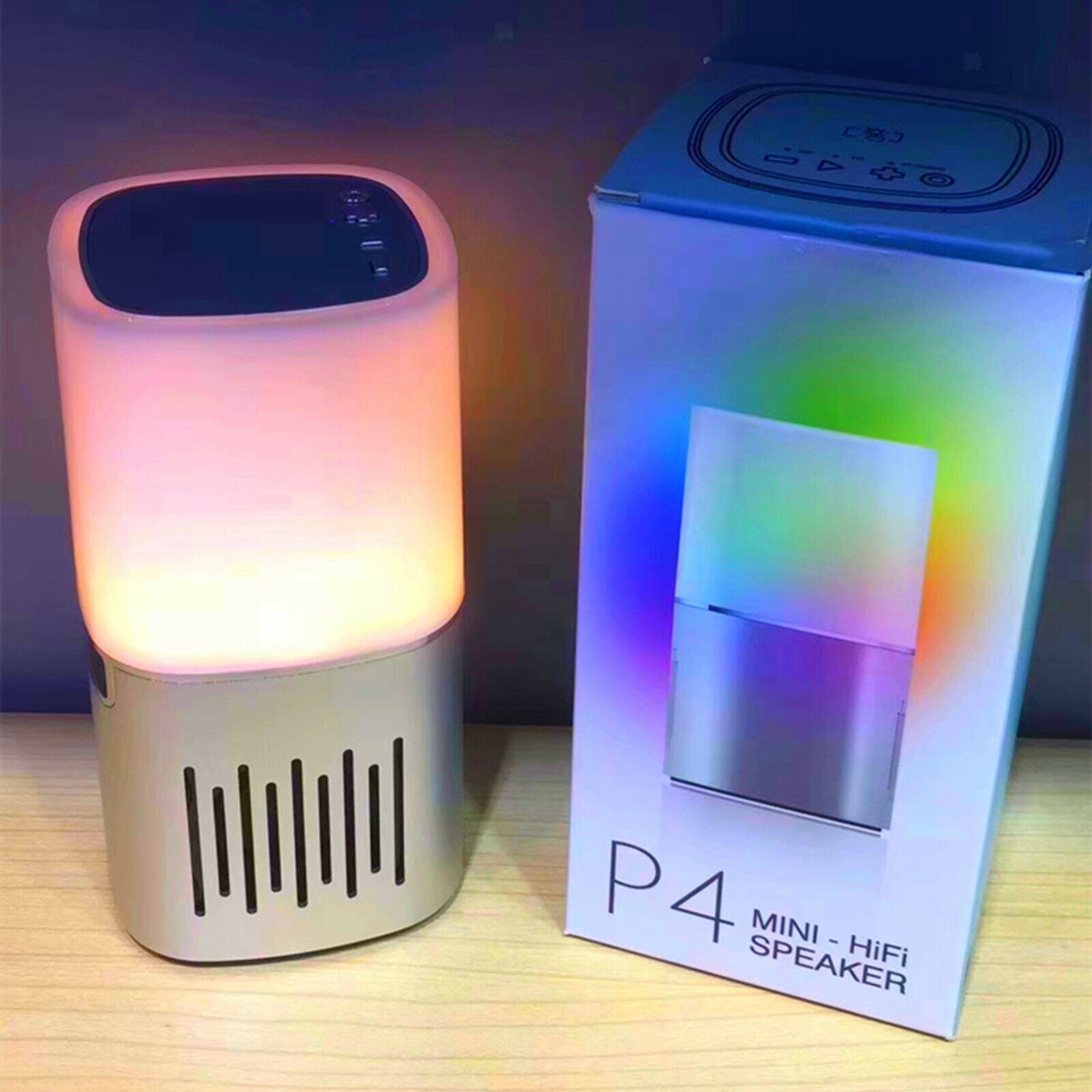 Bluetooth Speaker LED Night Lights Table Lamp TF Card Support Stereo Bass