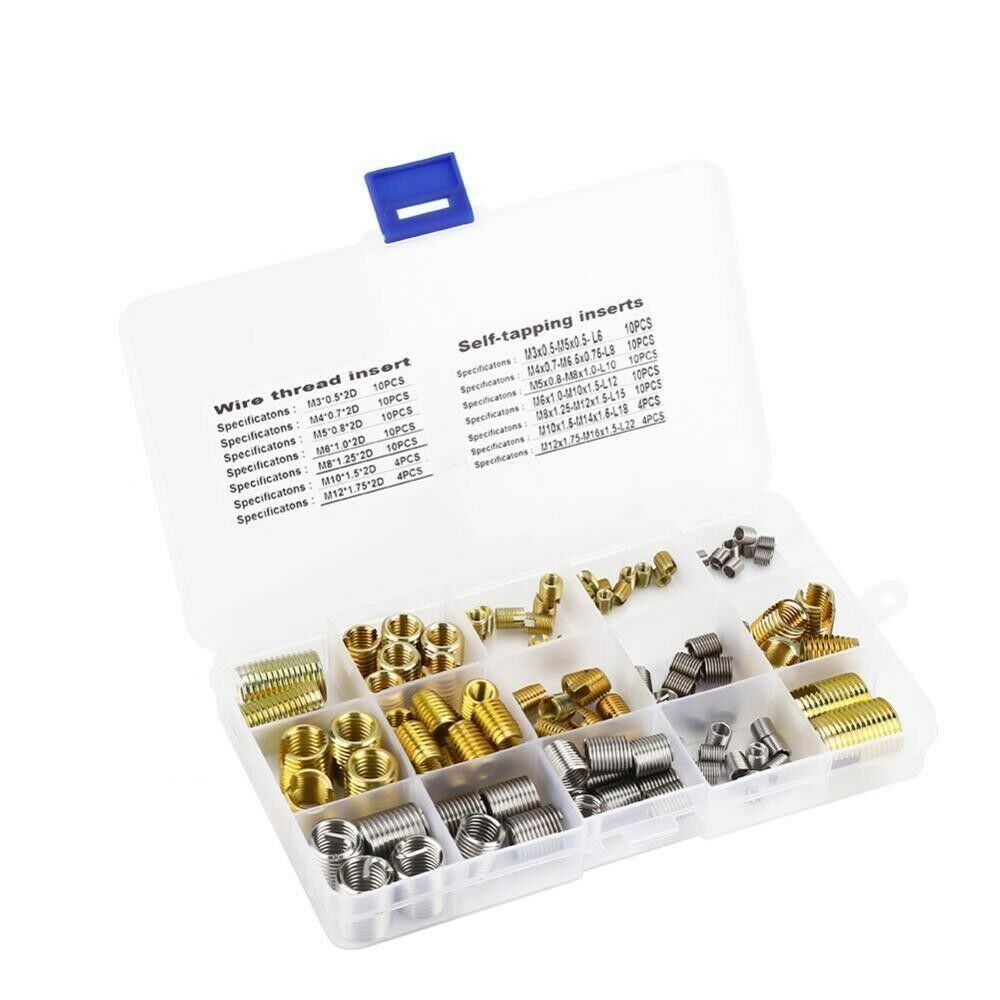 116Pcs/box Carbon Steel Wire Thread Insert Mixed Set M3-M12 Series Combination