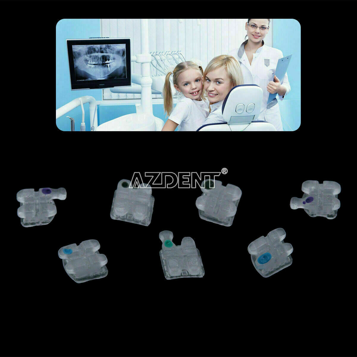 20kits/400pc Dental Ceramic Orthodontics Brackets Brace MBT 0.018 Slot 345 Hooks