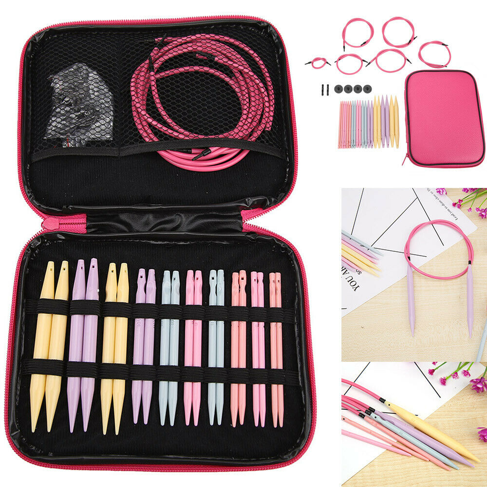 10 Pairs Plastic Change Head Circular Knitting Needle Crochet Hooks Set Kits