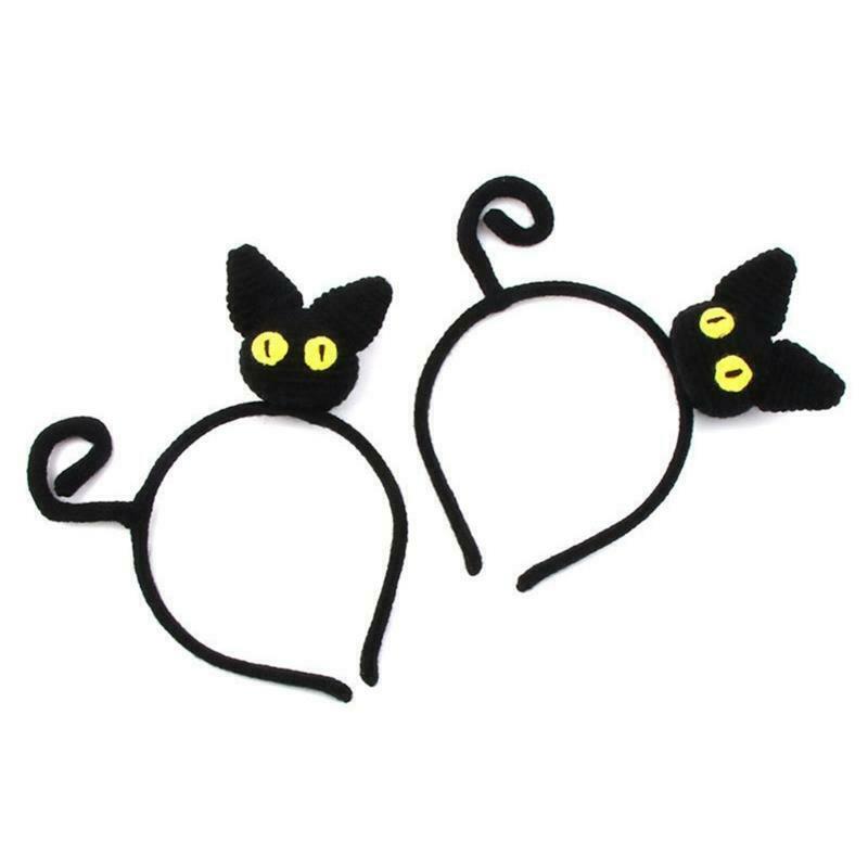 Handmade Knitted Cat Headbands Cartoon Animal Headwear Birthday Hair Prop