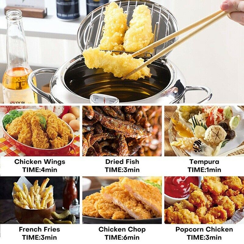 Tempura Deep Fryer, Stainless Steel Deep Frying Pan, Temperature Control ChiM2N3
