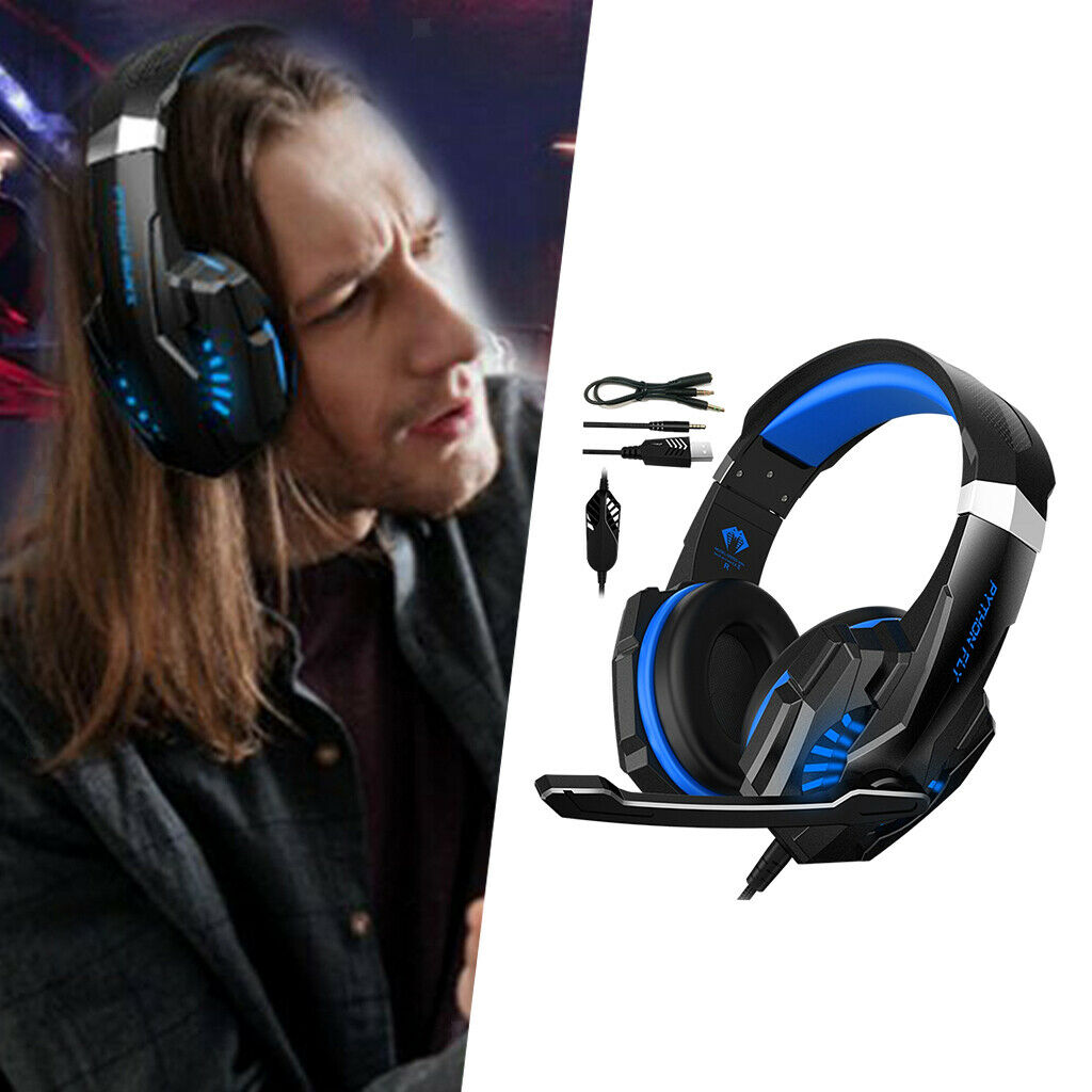 Stereo Surround Sound Gaming Headset w/ Noise Cancelling Mic for PS4 Blue