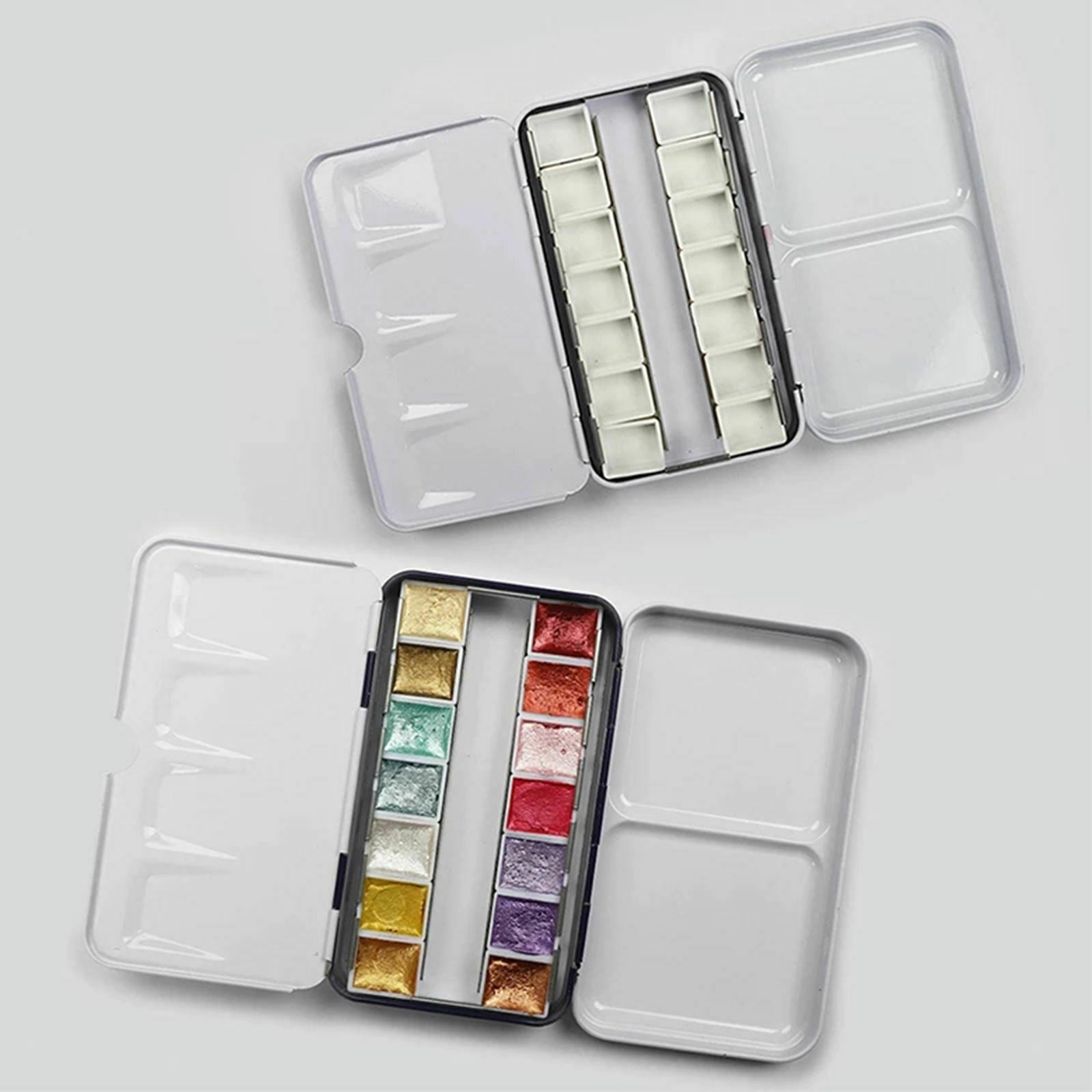 Empty Watercolor Palette Tin Box Tabletop Travel Folding Painting Tools