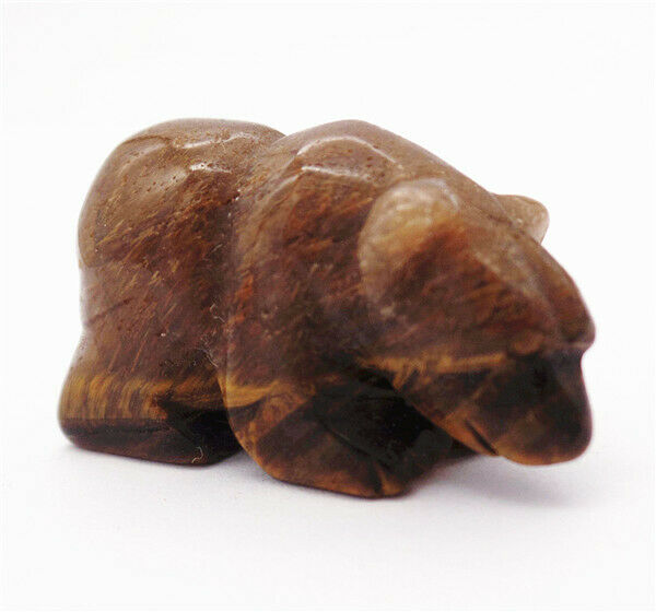 39x23x16mm Natural Tiger Eye Gem Carved Bear Decoration Statue Home Decor HH7752