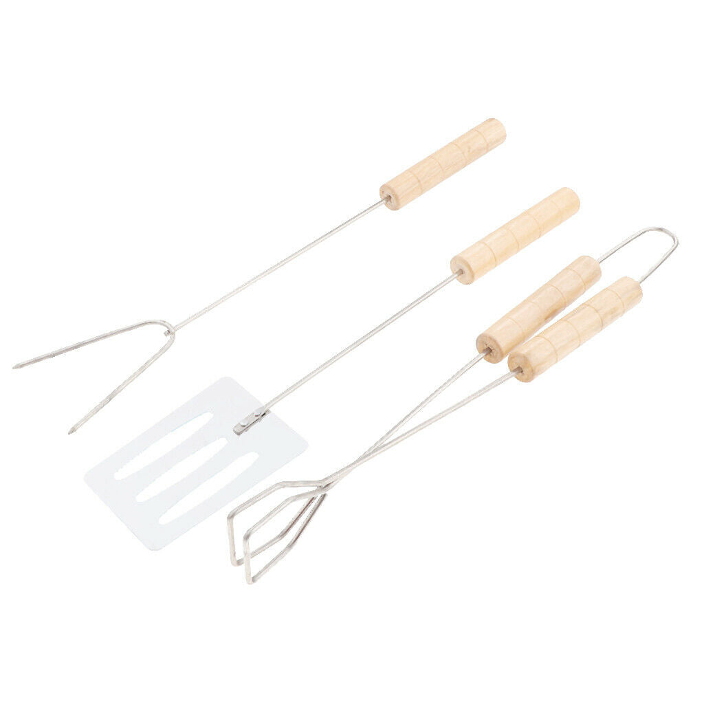Outdoor Camping BBQ Fork Shovel Food Clamp Clip Cooking Utensils