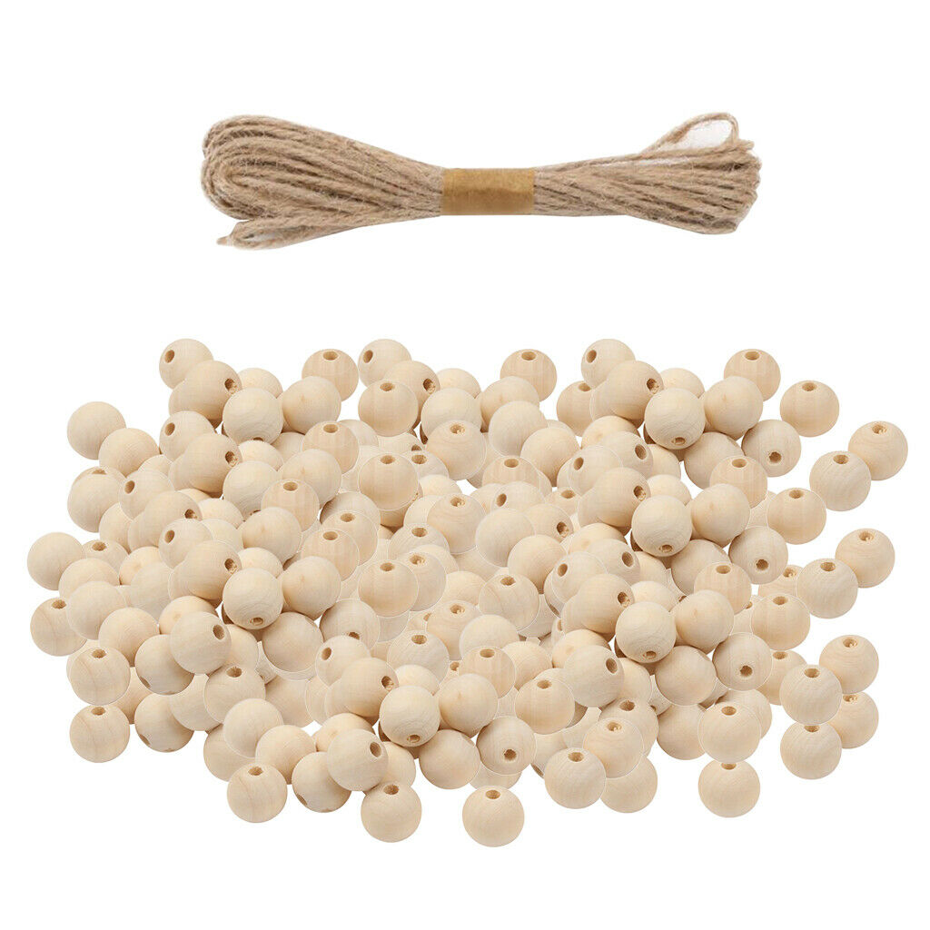 200x Round Wooden Bead Spacer Ball Loose for Making
