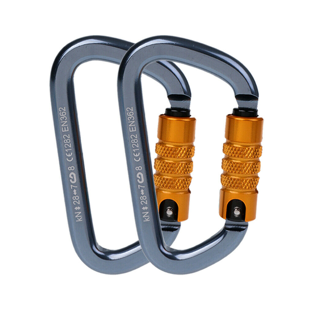 2Pcs D Shape Carabiner Auto Locking Spring Gate Keychain Karabiner for Gears