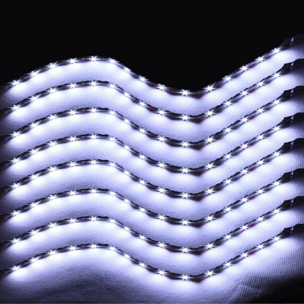 8pc  White Super Bright 15 LED 30CM Autos Grill Flexible Waterproof Light Strips