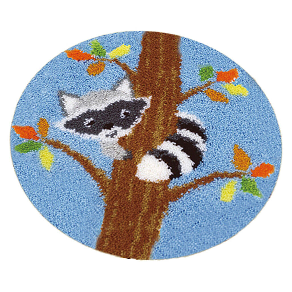 Bear on Tree Latch Hook Kits DIY Tools Crocheting Rug Embroidery Shaggy