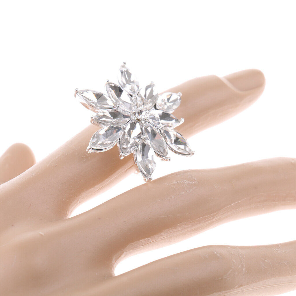 Gorgeous Christmas Crystal Rhinestone Snowflakes Diamond Ring Xmas Jewelry