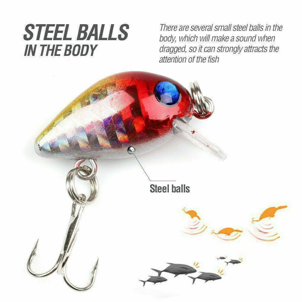 10x Fishing Lures Lots Of Mini Minnow Fish Bass Tackle Hooks Baits Crankbait US