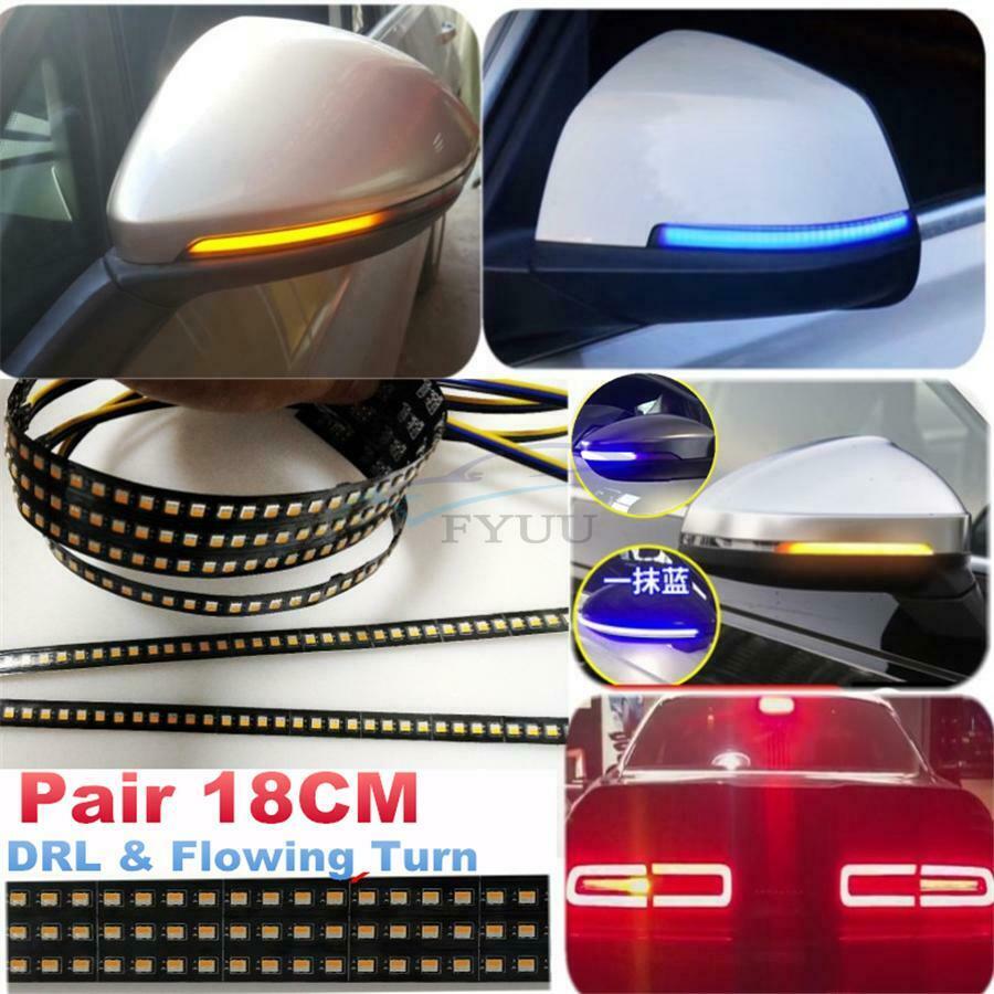 1 Pair 18CM Flowing DRL/Turn Signal Strip Tape Lights For Car  Inside Or Outside