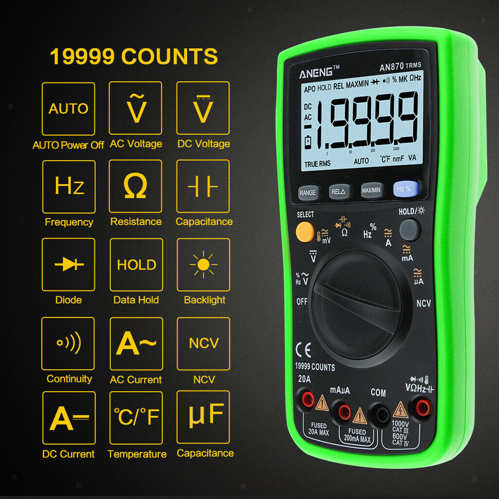 19999 Counts ohmmeter digital multimeter voltmeter for low battery voltage