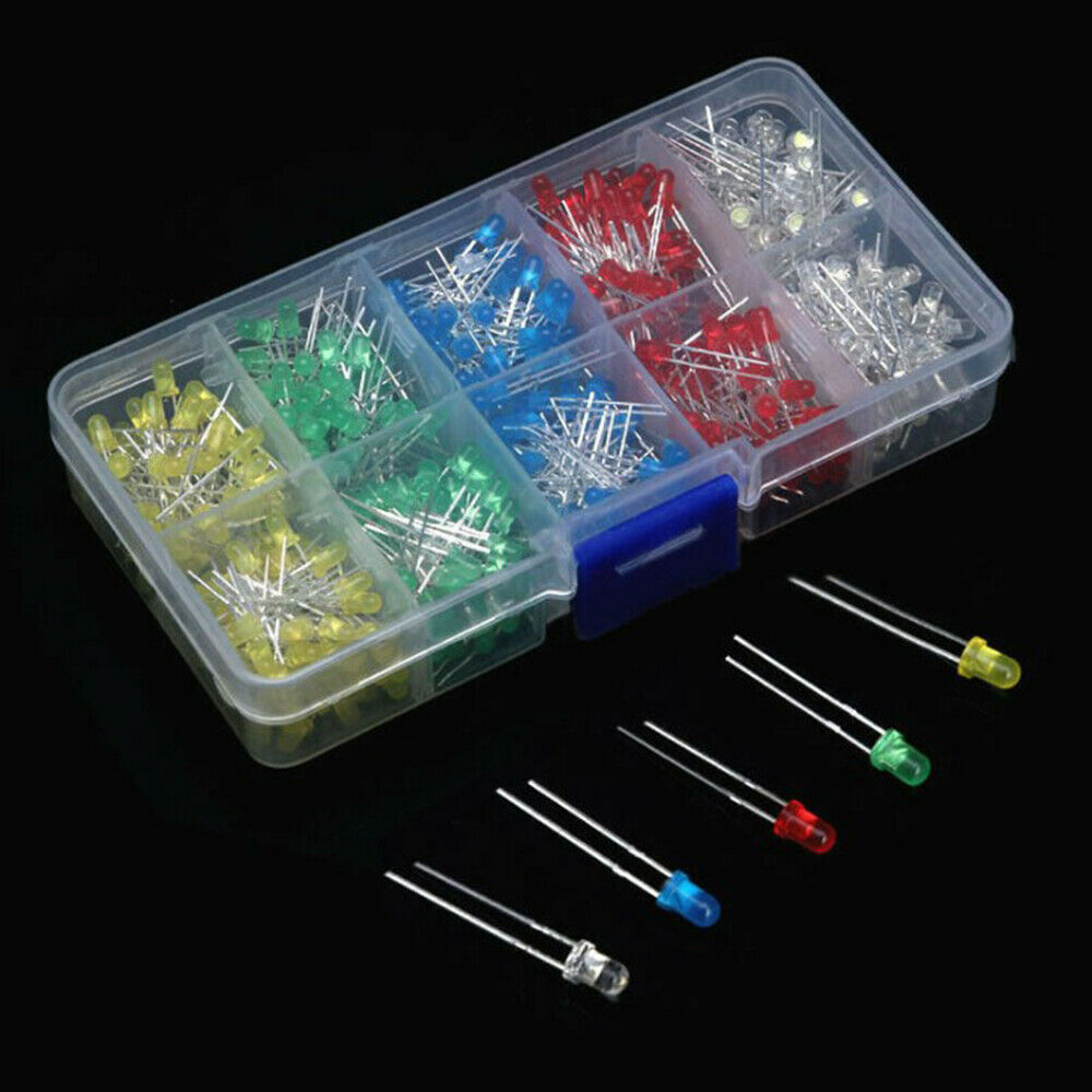 150pcs 3/5mm Box Mixed Color Red Green Yellow Blue White LED Emitting Diodes