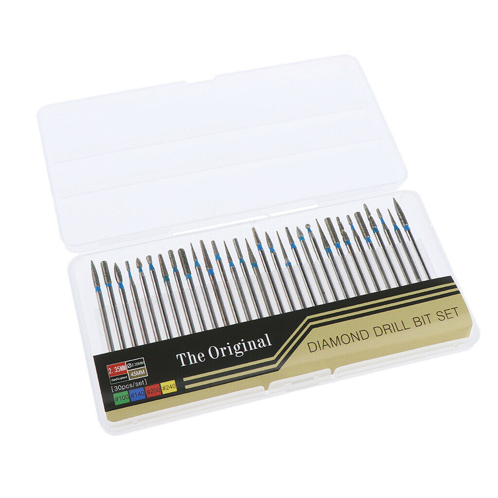30x Nail Drill Bit Set Barrel Head Electric Drill Bits Coarse Grinding Tool A