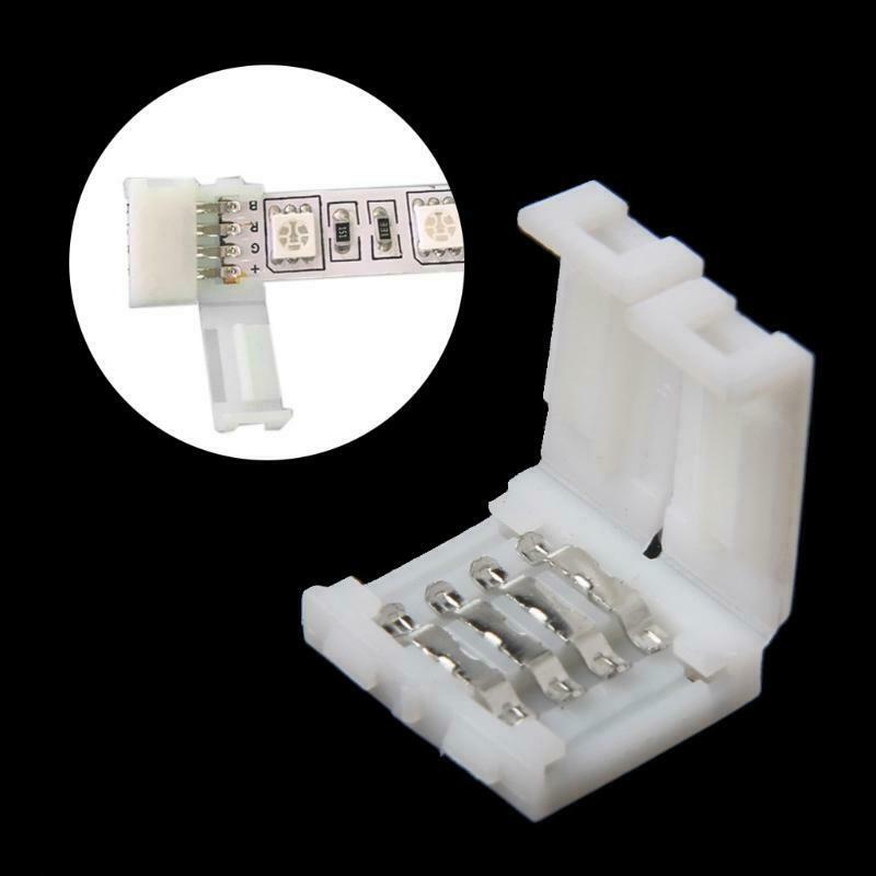 Solderless Clip-on Coupler Connector 4 Pin 10mm For 5050 RGB LED Strip Light