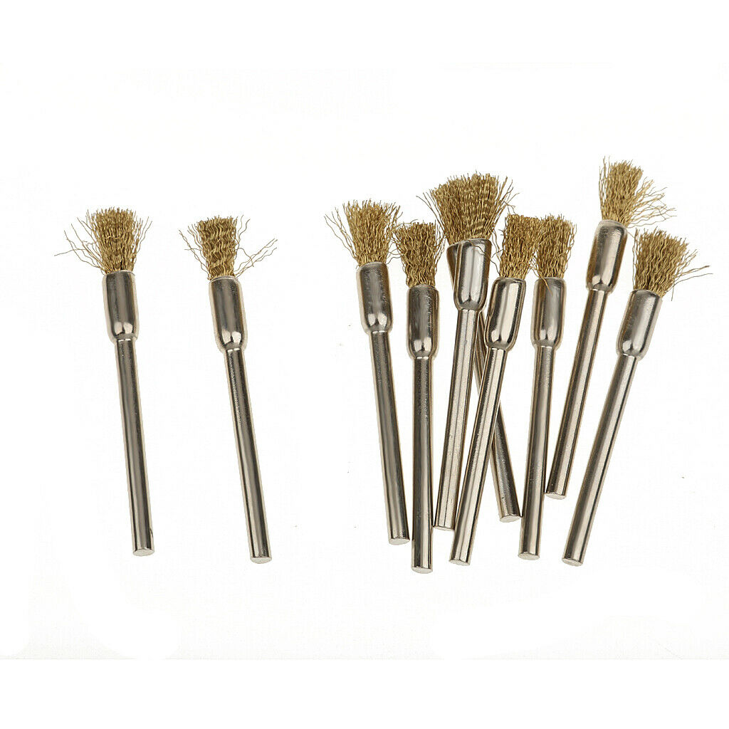 10pc Copper Wire Wheel Brush Cup Tool Shank for Drill Rust Weld Polishing