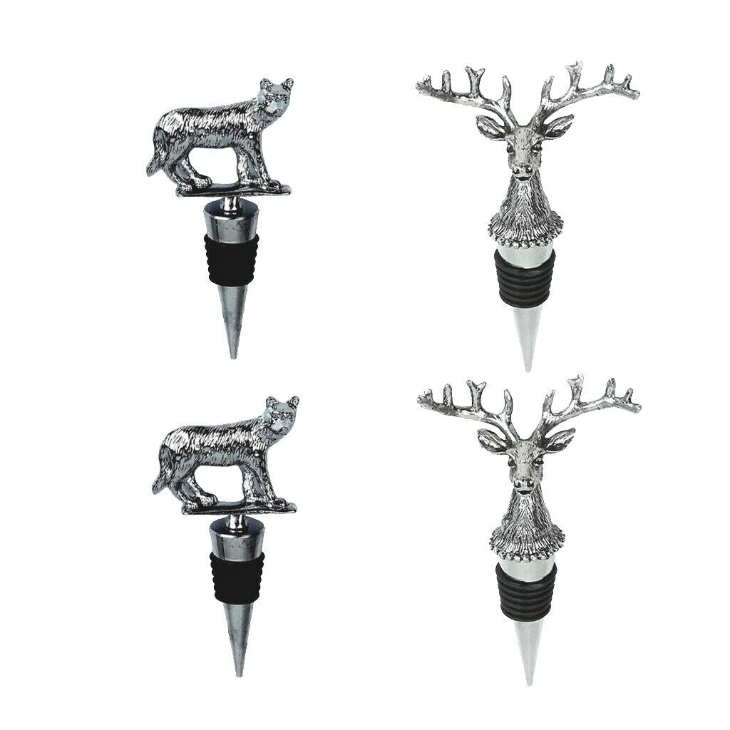 4PCS Christmas Tiger & Reindeer Bottle Stopper - Reusable and Unbreakable Sealer
