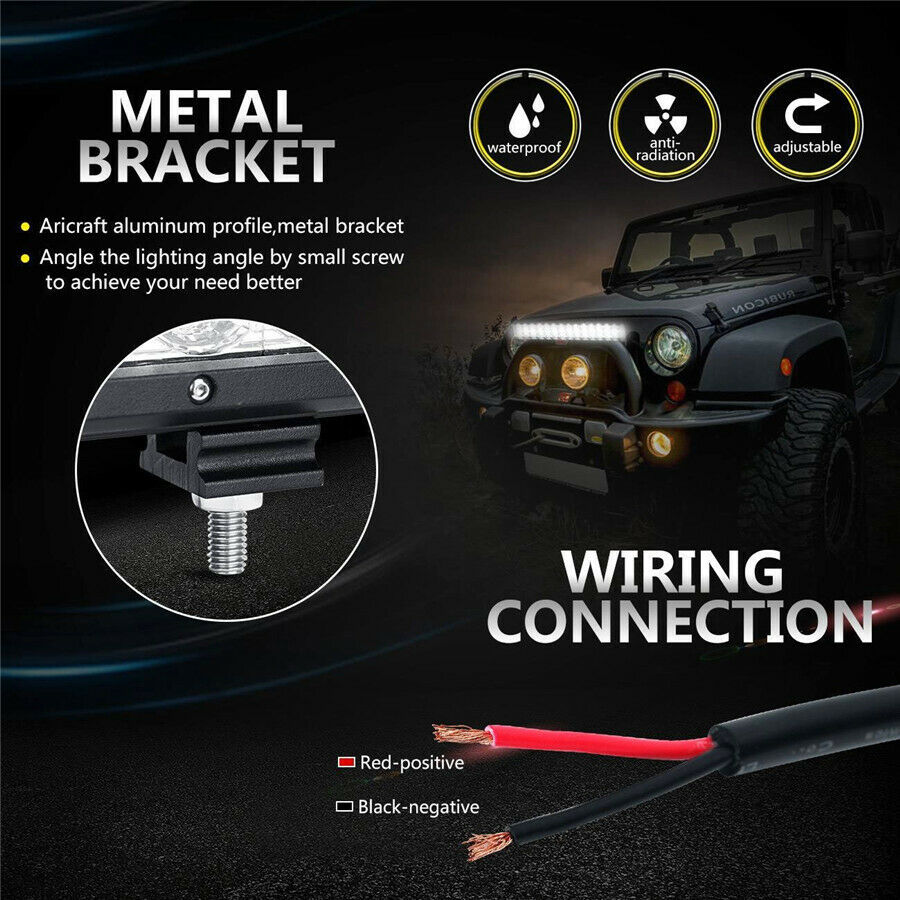 160W 16000LM Light Bar Flood Driving Work 3.75 Inch 32Led + Bracket 4x4 Truck