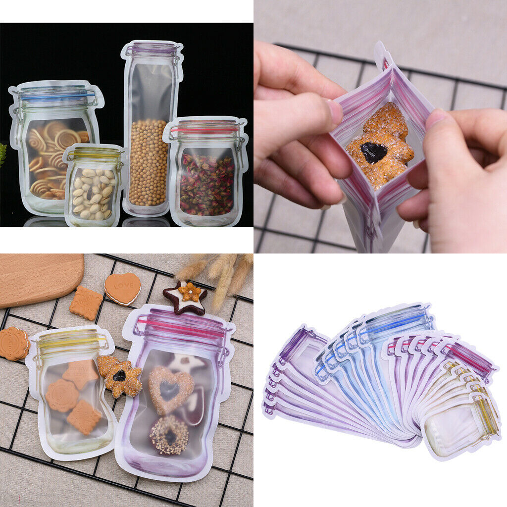 Mason Jar Design  Seal Zipper Bags Food Storage  20Pcs