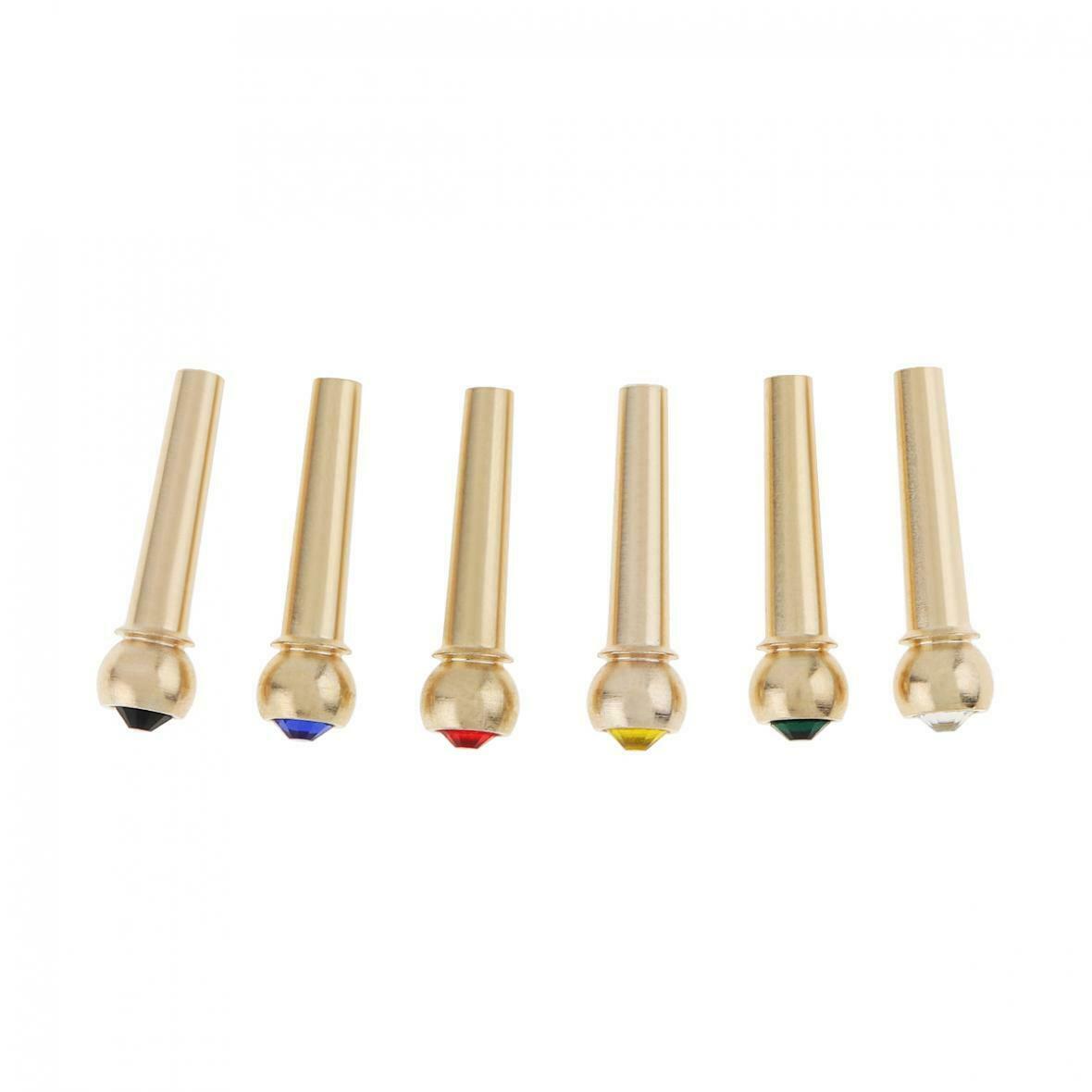 6pcs Guitar Strings Nail Acoustic Colorful Guitar Bridge Pins Brass Guitar