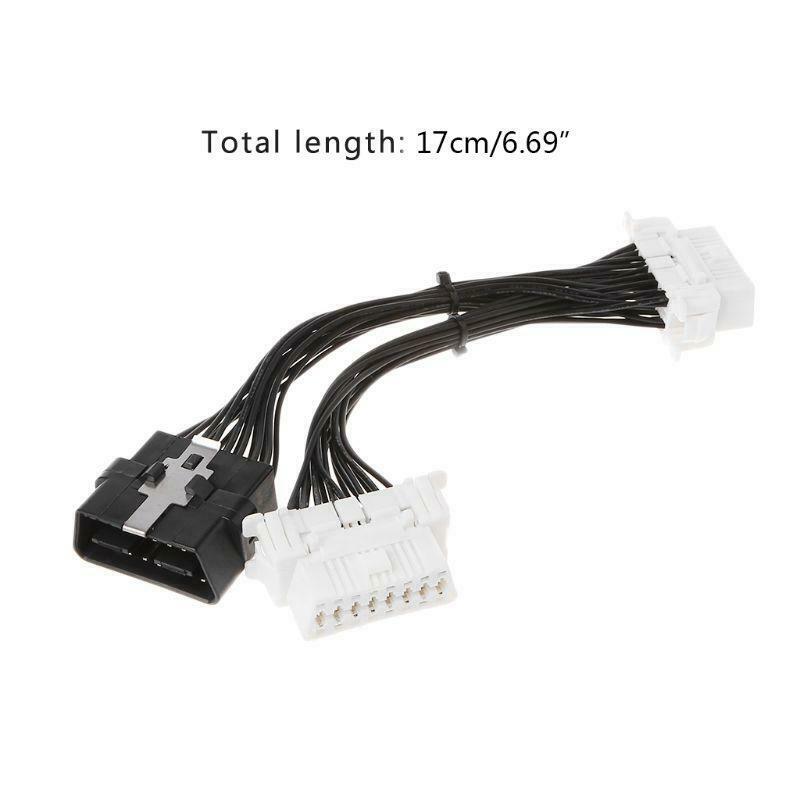 16 pin OBD2 OBD 2 OBDii Splitter Extension Cable one Male to Two Female Y Cable