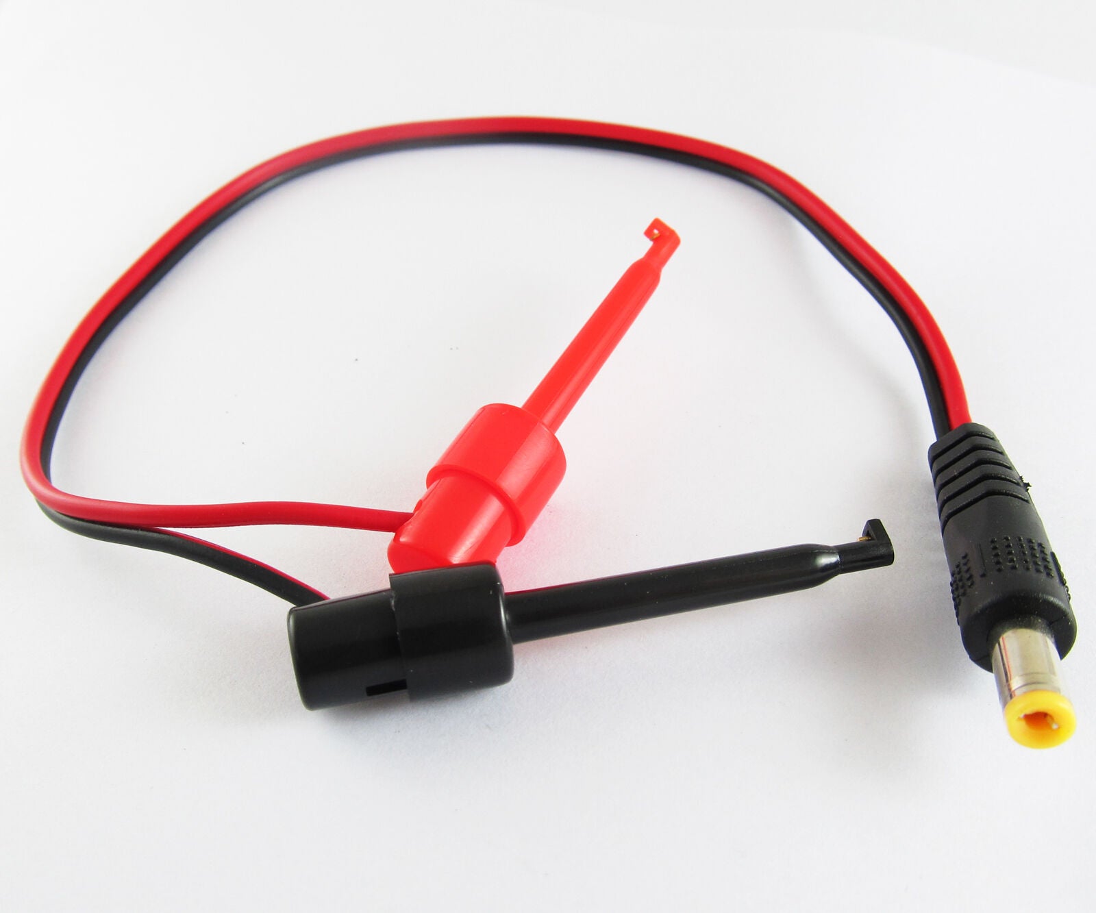 50sets Large Round Test Hook to 2.1x5.5mm DC Male Plug DC Power Cable 30CM/1Ft