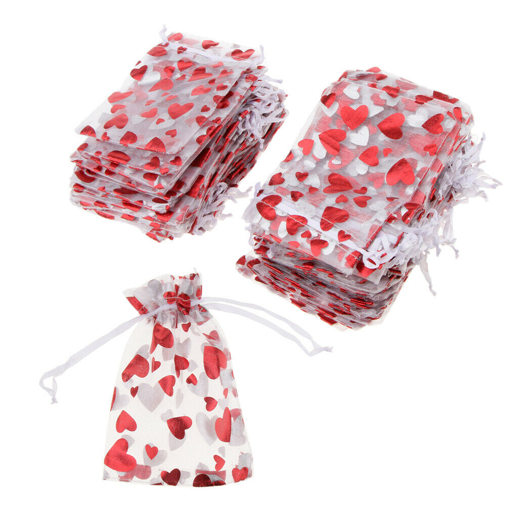 Lot of 100pcs  Love Heart Drawstring Gift Pouch Candy Gifts Bag