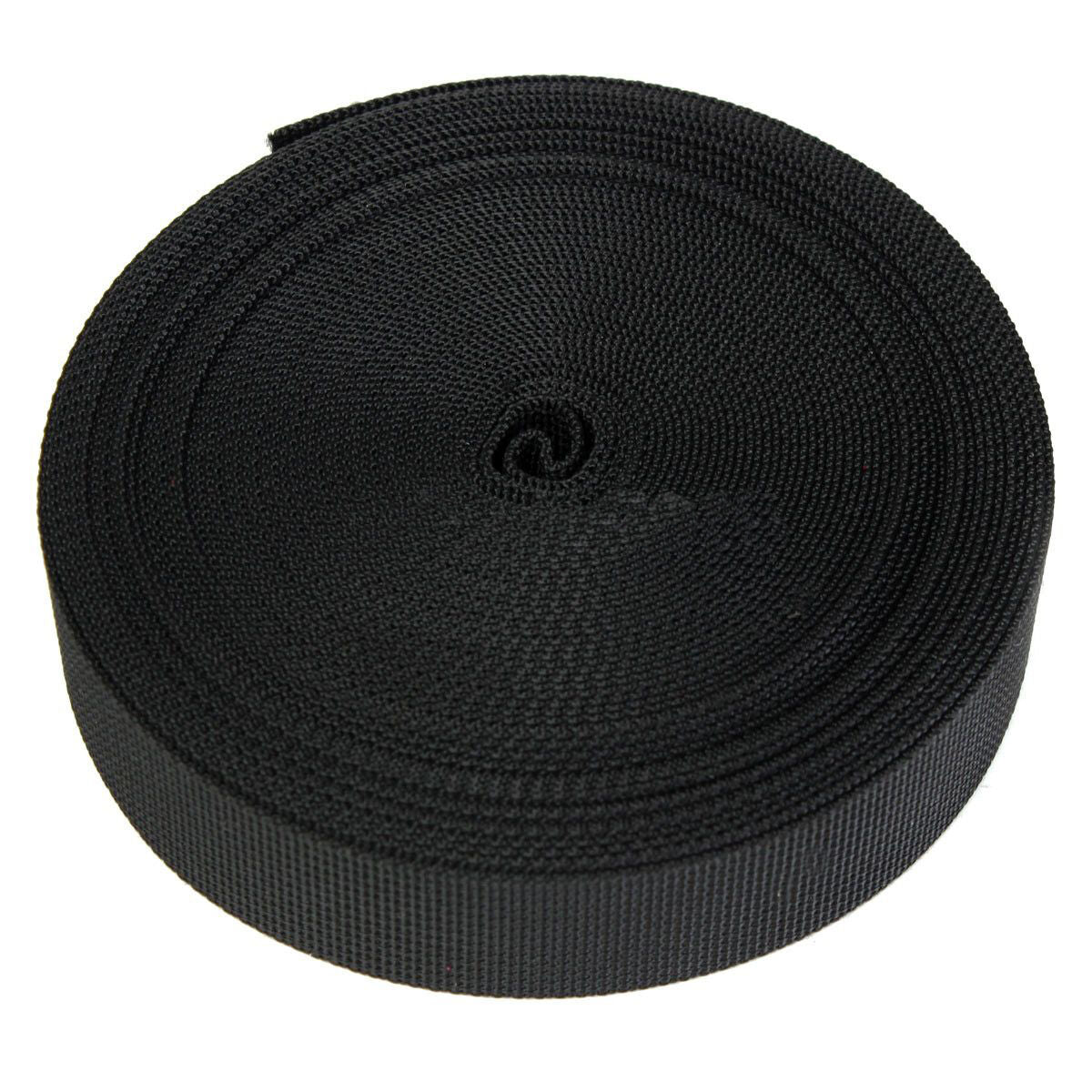 1" Inch Wide Black Nylon Heavy Webbing Strap Thick Knapsack Belt 10 Meters