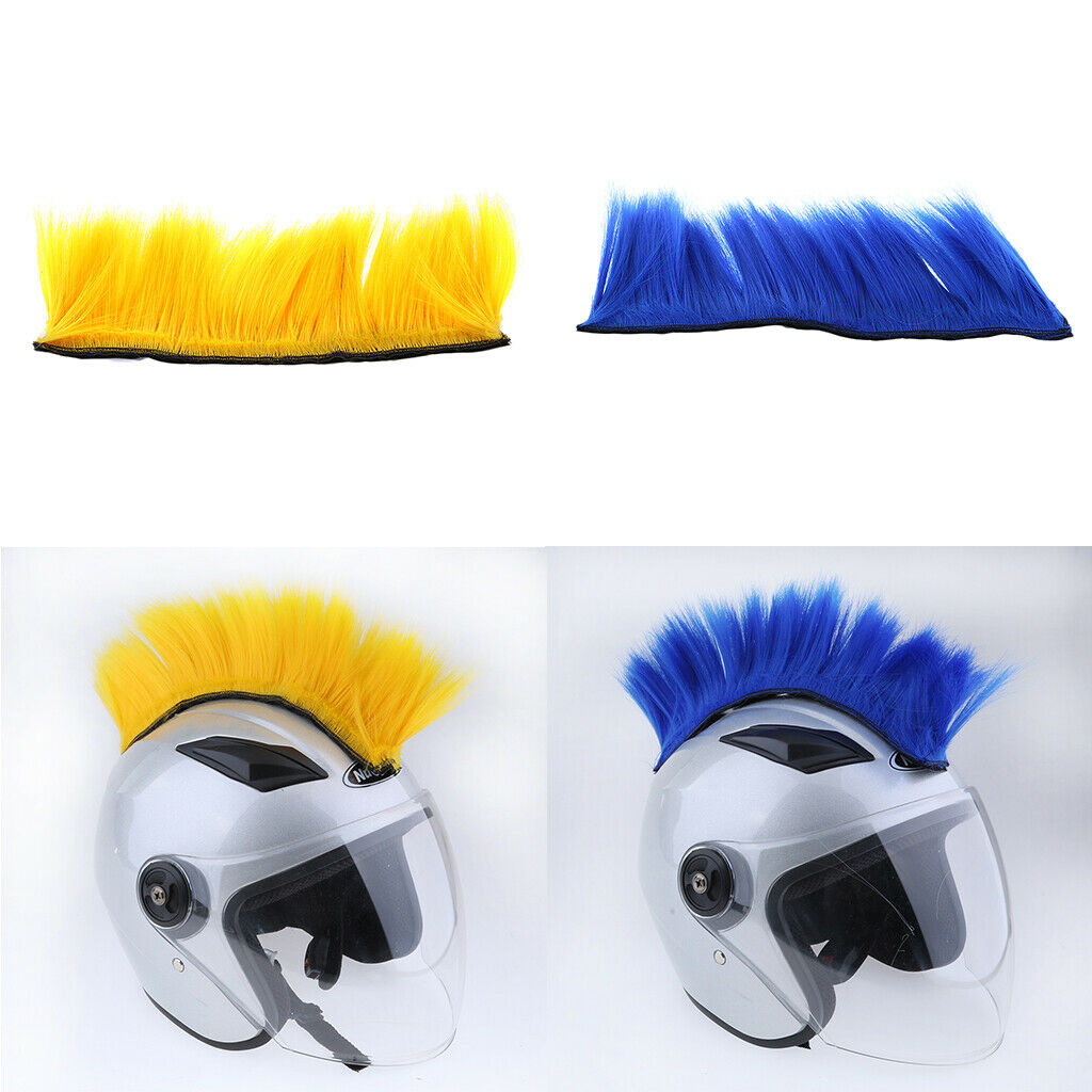 2pcs DIY Helmet Mohawk Hair Punk Hair for Motorcycle Ski Snowboard Helmets -
