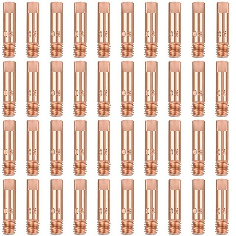 40Pcs Copper Contact Tip Welding Tip 0.8mm Current Nozzle Welding Tip for 15AKR8