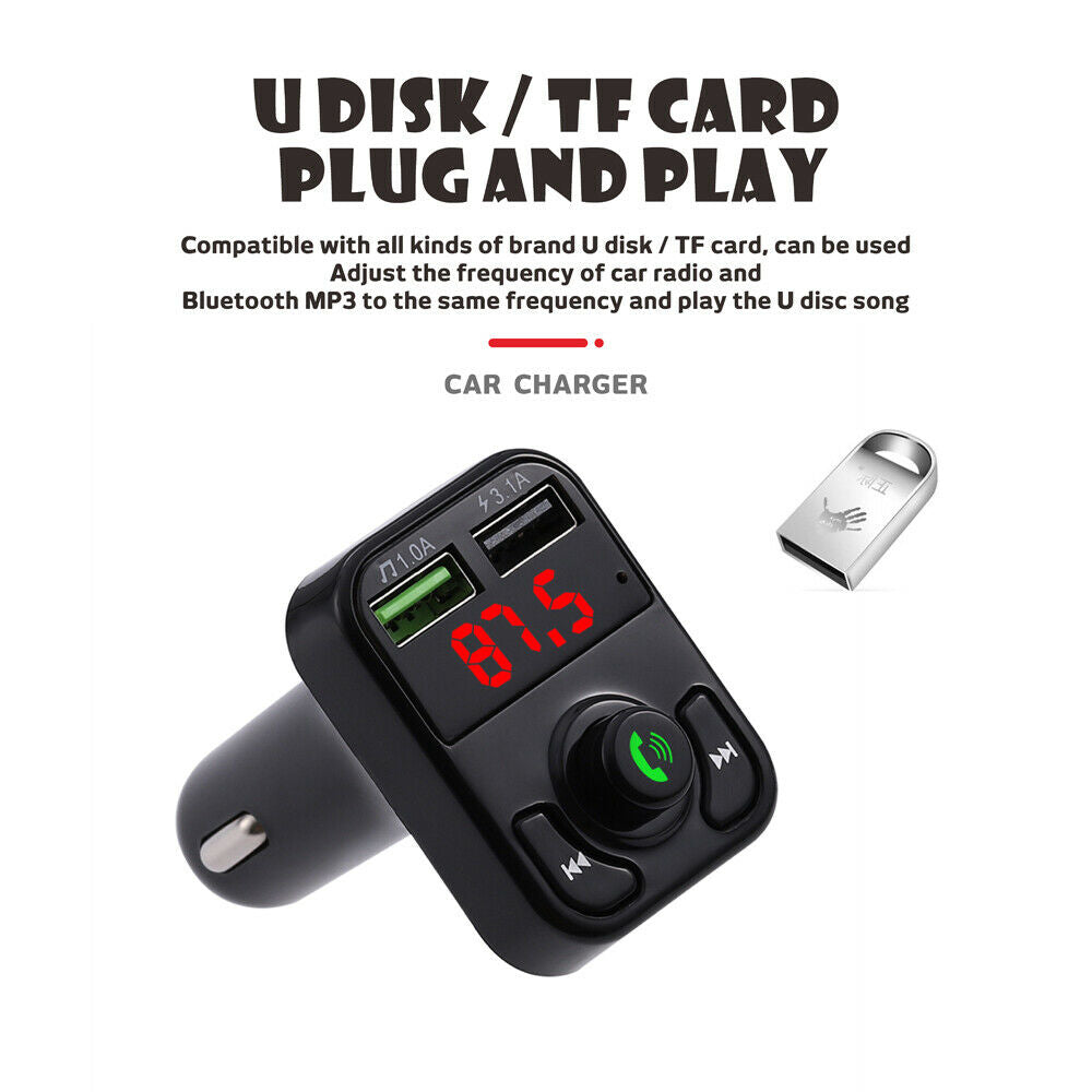 Bluetooth Handsfree Car Kit Car Audio MP3 Player Quick Charge Dual USB Car Charg