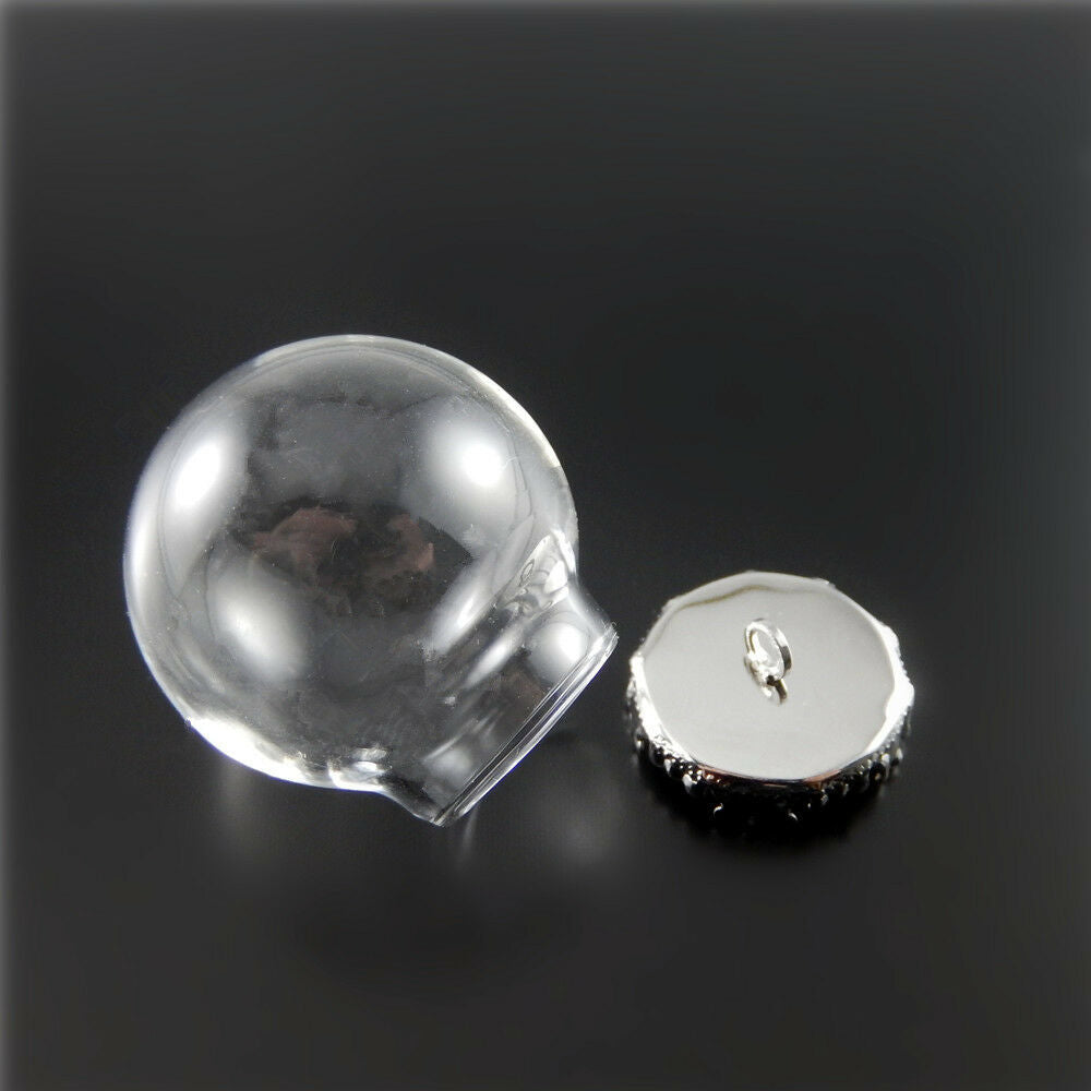 4 sets Glass Dome Cabochon with Base Setting Pendant Charm DIY Crafting 25*15mm