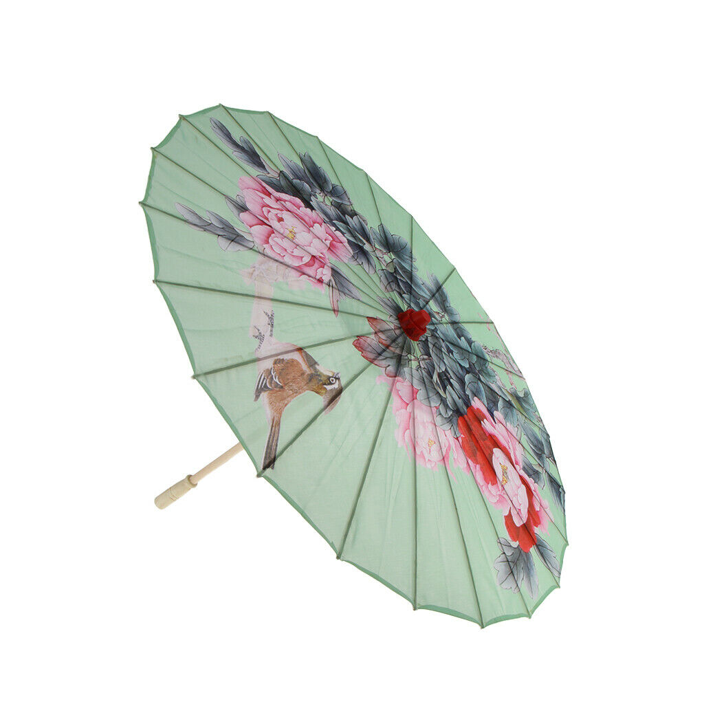 Silk Parasol (33-Inch, Peony) - Chinese/Japanese Paper Umbrella for Weddings and