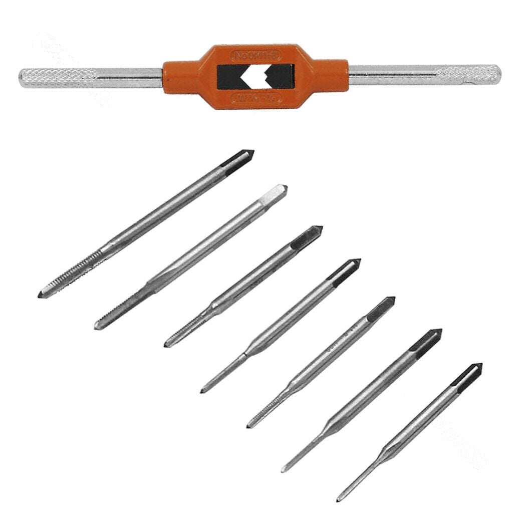 Adjustable M1-M8 Tap Wrench & 7pcs M1.1-M2.5 Hand Screw Tap Screw Drill Bit