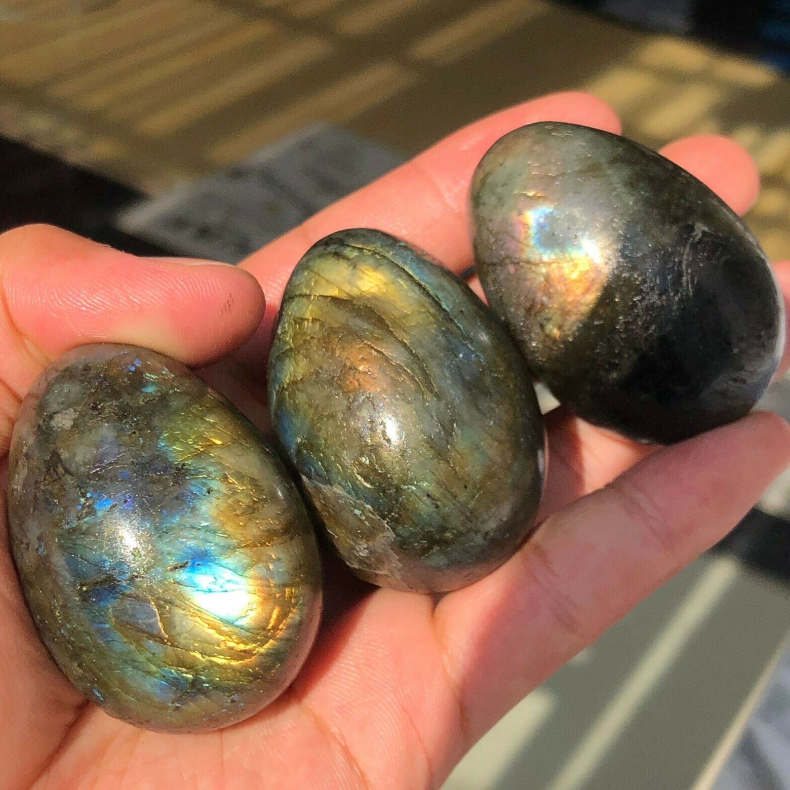 Natural Madagascar Labradorite Quartz Crystal Dragon Reiki Healing Collect