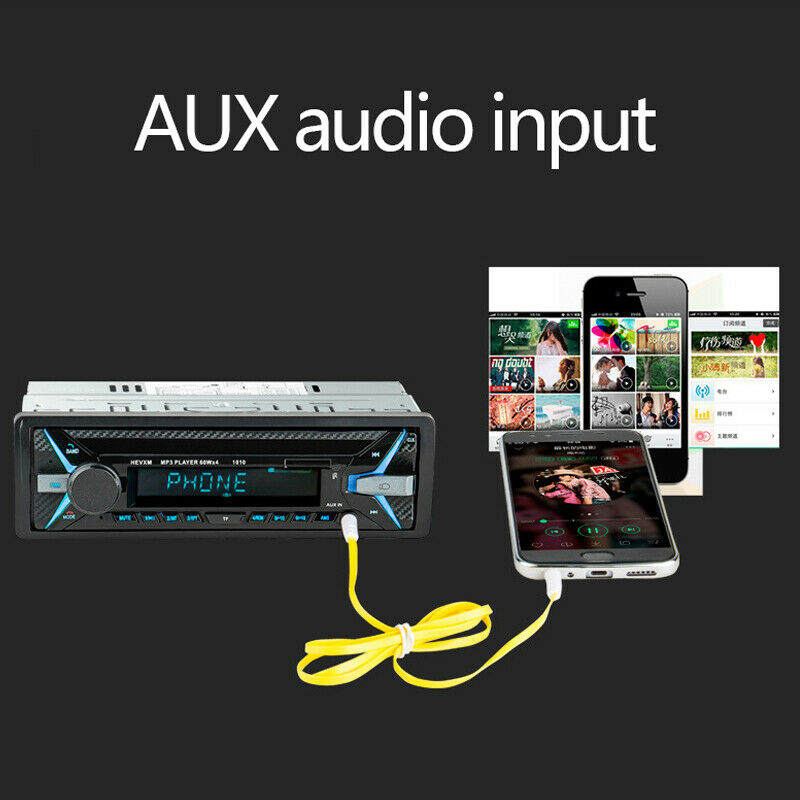 DC12V 1 Din 4-Channel Digital Bluetooth Audio USB/SD/MP3/WAV Radio Stereo Player