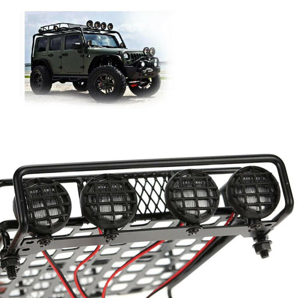 Metal Roof Rack With 4-LED White Round Lamp Accessories For