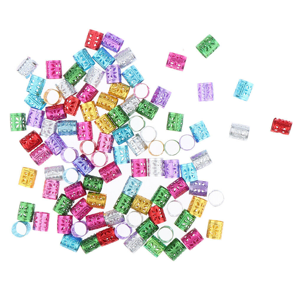 100pcs Dreadlock Hair Beads Pins Rings Cuff Clip Hair Decor