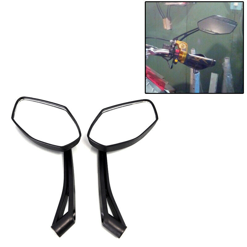 2PCS Universal Motorcycle Dirt Bike chopper ATV 8mm 10mm Rear View Mirrors Black