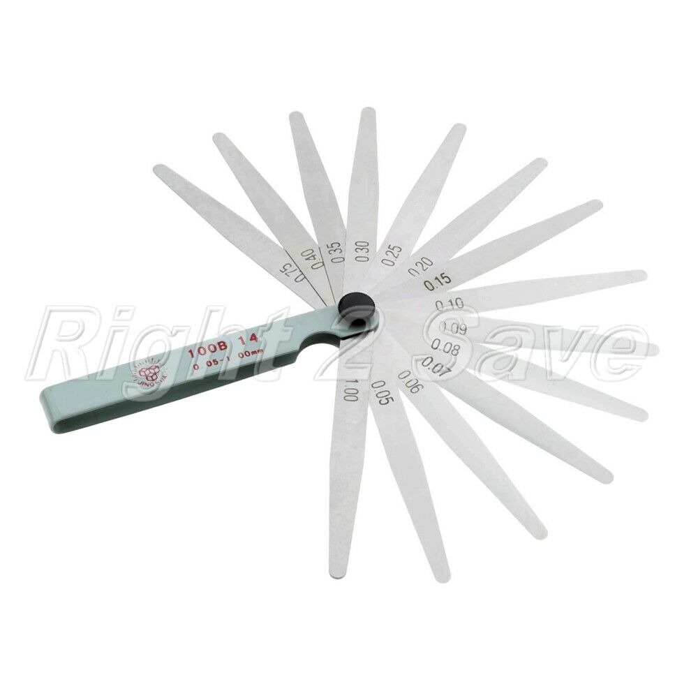 100*14mm Measuring Vehicle Parts 0.05-1mm Metric Filler Feeler Gauge 14 Blades