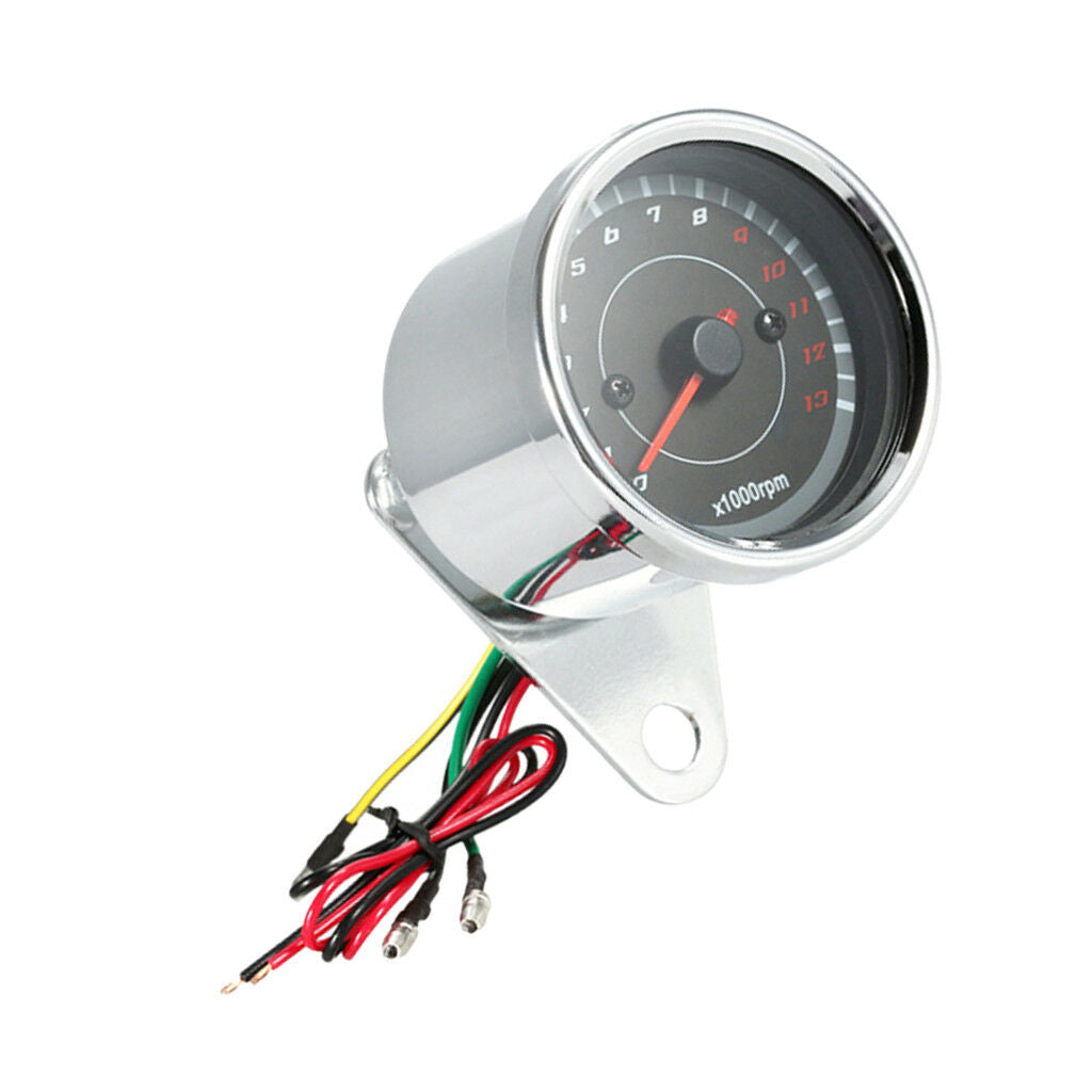 Motorcycle 13000RPM Tachometer Tacho Gauge Meter Led Backlight 12V Chrome