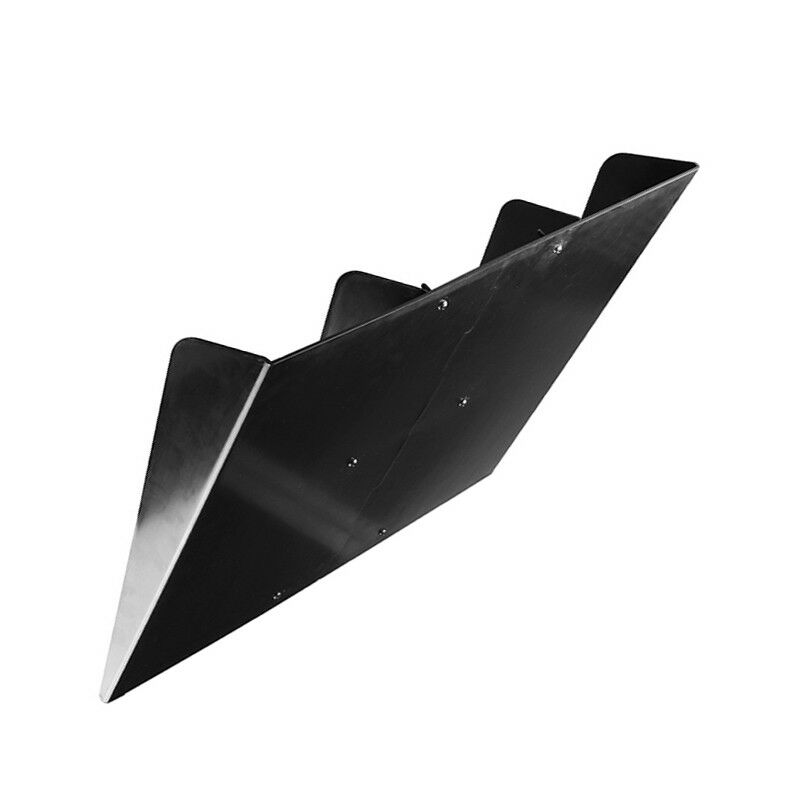 22''X19" ABS Textured Rear Bumper Center 4 Fins Curved Diffuser Fin Black Solid